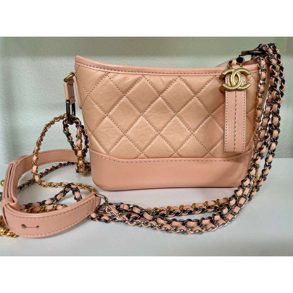 CHANEL Pink Small Gabrielle Quilted Hobo Bag